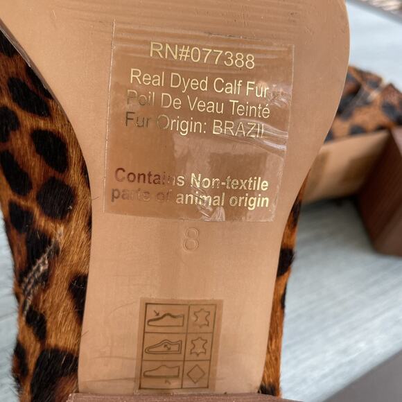 Madewell HARPER MULE Shoe Women’s Size 8 Leopard Calf Hair Stacked 3” Block Heel - Picture 9 of 12